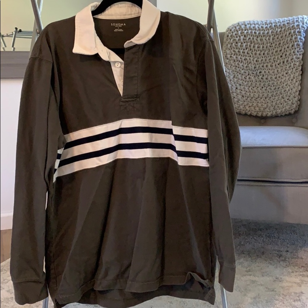 Green and Navy Striped Sonoma Rugby Shirt